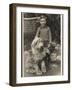 A Young Boy, Poses for His Photograph with His Pet Old English Sheepdog-null-Framed Photographic Print