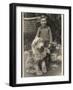 A Young Boy, Poses for His Photograph with His Pet Old English Sheepdog-null-Framed Photographic Print