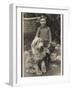 A Young Boy, Poses for His Photograph with His Pet Old English Sheepdog-null-Framed Photographic Print