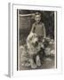 A Young Boy, Poses for His Photograph with His Pet Old English Sheepdog-null-Framed Photographic Print