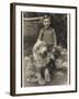 A Young Boy, Poses for His Photograph with His Pet Old English Sheepdog-null-Framed Photographic Print