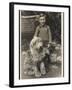 A Young Boy, Poses for His Photograph with His Pet Old English Sheepdog-null-Framed Photographic Print