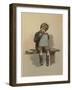 A Young Boy Sits Crying as He Rests His Chin on a Chalkboard-null-Framed Giclee Print