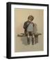 A Young Boy Sits Crying as He Rests His Chin on a Chalkboard-null-Framed Giclee Print