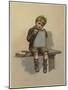 A Young Boy Sits Crying as He Rests His Chin on a Chalkboard-null-Mounted Giclee Print