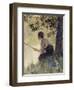 A Young Boy Sits Peacefully Fishing-null-Framed Art Print