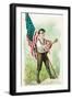 A young boy sporting a Union Army cap, supporting a U.S. flag and clenching his fists.-Vernon Lewis Gallery-Framed Art Print