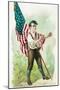 A young boy sporting a Union Army cap, supporting a U.S. flag and clenching his fists.-Vernon Lewis Gallery-Mounted Art Print