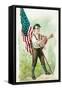 A young boy sporting a Union Army cap, supporting a U.S. flag and clenching his fists.-Vernon Lewis Gallery-Framed Stretched Canvas