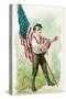 A young boy sporting a Union Army cap, supporting a U.S. flag and clenching his fists.-Vernon Lewis Gallery-Stretched Canvas