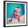 A Young Boy Swimming in a Small Pool-graphicphoto-Framed Photographic Print