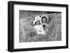 A Young Brother and Sister Nestled in the Hay, Ca. 1900-null-Framed Photographic Print