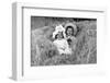 A Young Brother and Sister Nestled in the Hay, Ca. 1900-null-Framed Photographic Print