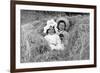 A Young Brother and Sister Nestled in the Hay, Ca. 1900-null-Framed Photographic Print