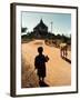 A Young Burmese Boy Tends His Family's Cows Near the Thatbinnyu Temple-null-Framed Photographic Print