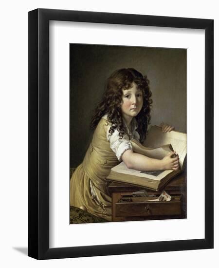 A Young Child Looking at Figures in a Book-Anne-Louis Girodet de Roussy-Trioson-Framed Premium Giclee Print