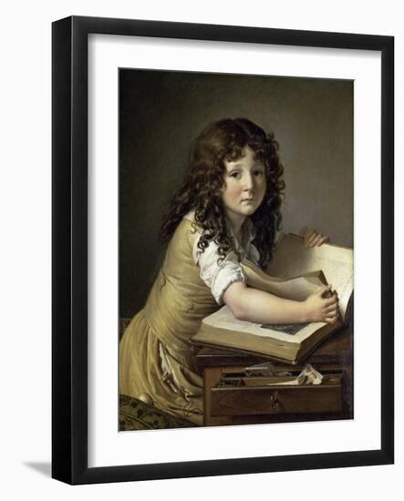 A Young Child Looking at Figures in a Book-Anne-Louis Girodet de Roussy-Trioson-Framed Giclee Print