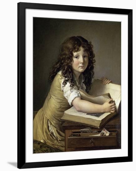 A Young Child Looking at Figures in a Book-Anne-Louis Girodet de Roussy-Trioson-Framed Giclee Print