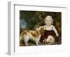 A Young Child with a Brown and White Spaniel by a Leafy Bank, 19th Century-Amila Guillot-saguez-Framed Giclee Print