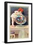 A Young Child with a Fishing Net Reaches into a Goldfish Bowl-null-Framed Giclee Print