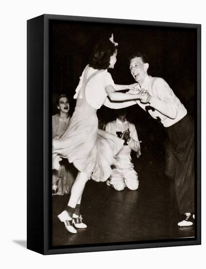 A Young Couple Dancing 'The Big Apple'-null-Framed Stretched Canvas