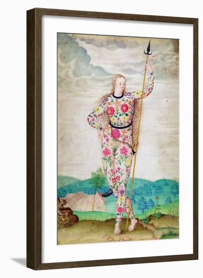 A Young Daughter of the Picts, C.1585 (W/C and Gouache with Gold on Vellum)-Jacques Le Moyne-Framed Giclee Print