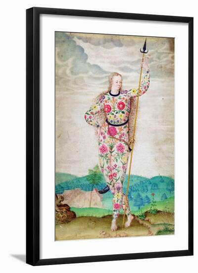 A Young Daughter of the Picts, C.1585 (W/C and Gouache with Gold on Vellum)-Jacques Le Moyne-Framed Giclee Print