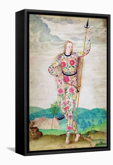 A Young Daughter of the Picts, C.1585 (W/C and Gouache with Gold on Vellum)-Jacques Le Moyne-Framed Stretched Canvas
