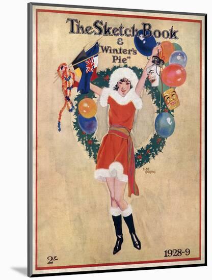 A Young Flapper Girl in a Christmas Theme Dress-Elisie Harding-Mounted Art Print