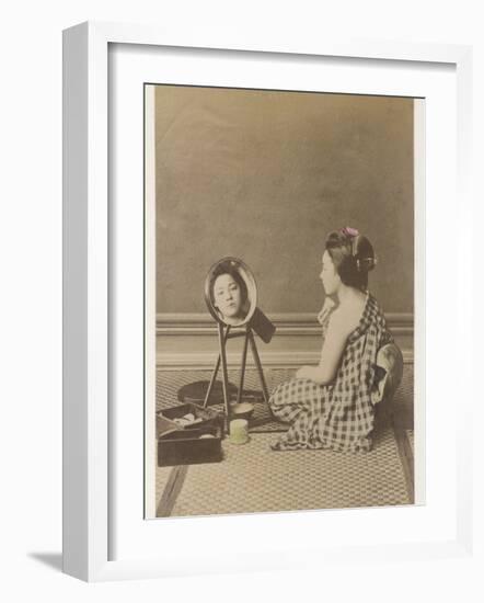 A Young Geisha Applies Her Characteristic Make-Up-null-Framed Photographic Print