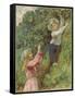 A Young Girl and a Young Boy Picking Blackberries-Eveline Lance-Framed Stretched Canvas