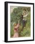 A Young Girl and a Young Boy Picking Blackberries-Eveline Lance-Framed Giclee Print