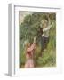 A Young Girl and a Young Boy Picking Blackberries-Eveline Lance-Framed Giclee Print