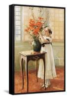 A Young Girl Arranging Spring Flowers, 1909-Jules Alexis Muenier-Framed Stretched Canvas