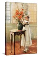 A Young Girl Arranging Spring Flowers, 1909-Jules Alexis Muenier-Stretched Canvas