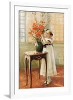 A Young Girl Arranging Spring Flowers, 1909-Jules Alexis Muenier-Framed Giclee Print