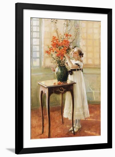 A Young Girl Arranging Spring Flowers, 1909-Jules Alexis Muenier-Framed Giclee Print