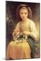 A Young Girl Braids a Garland Crown of Flowers-William Adolphe Bouguereau-Mounted Art Print