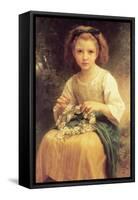 A Young Girl Braids a Garland Crown of Flowers-William Adolphe Bouguereau-Framed Stretched Canvas