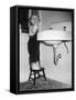 A Young Girl Brushes Her Teeth at the Sink, Ca. 1955-null-Framed Stretched Canvas