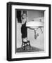 A Young Girl Brushes Her Teeth at the Sink, Ca. 1955-null-Framed Photographic Print