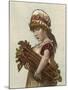 A Young Girl Carrying a Large Bunch of Rhubarb under Her Arm-null-Mounted Art Print