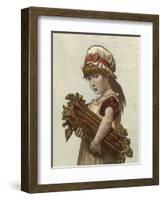 A Young Girl Carrying a Large Bunch of Rhubarb under Her Arm-null-Framed Art Print