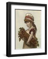 A Young Girl Carrying a Large Bunch of Rhubarb under Her Arm-null-Framed Art Print