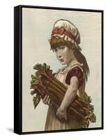 A Young Girl Carrying a Large Bunch of Rhubarb under Her Arm-null-Framed Stretched Canvas