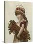 A Young Girl Carrying a Large Bunch of Rhubarb under Her Arm-null-Stretched Canvas