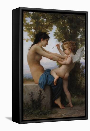 A Young Girl Defending Herself Against Eros, 1880-William-Adolphe Bouguereau-Framed Stretched Canvas