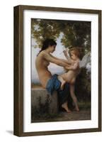 A Young Girl Defending Herself Against Eros, 1880-William-Adolphe Bouguereau-Framed Giclee Print