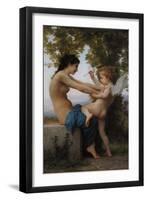 A Young Girl Defending Herself Against Eros, 1880-William-Adolphe Bouguereau-Framed Giclee Print