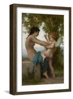 A Young Girl Defending Herself against Eros-William Adolphe Bouguereau-Framed Art Print